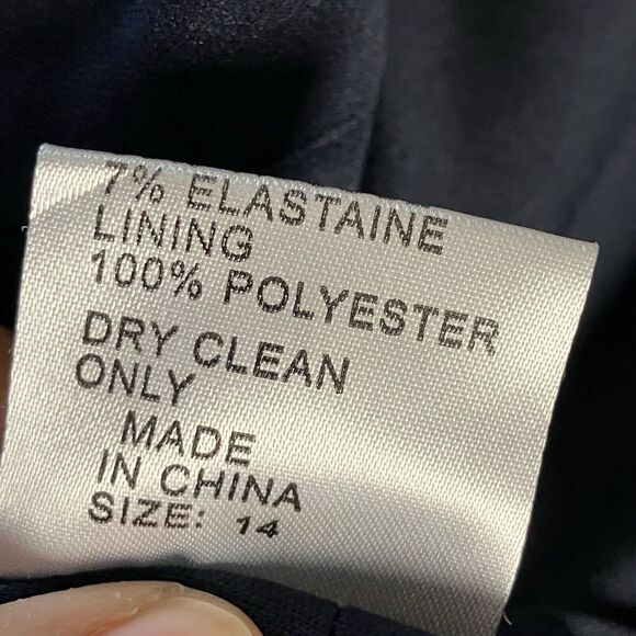 Tadashi‎ Shoji Dress Womens 14 Navy Blue Ruched Shirred Sides Stretch Taffeta - Picture 9 of 11